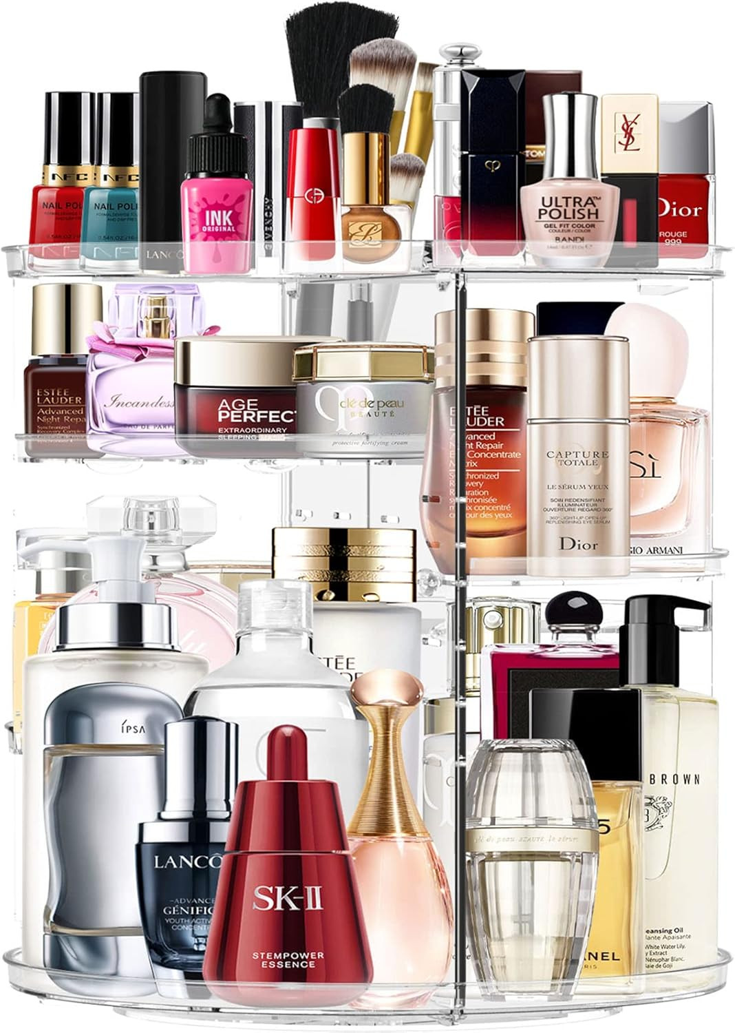 Makeup Organizer 360 Degree Rotating Large Capacity Cosmetic Storage Box 7 Layers Adjustable Shel... | Amazon (US)