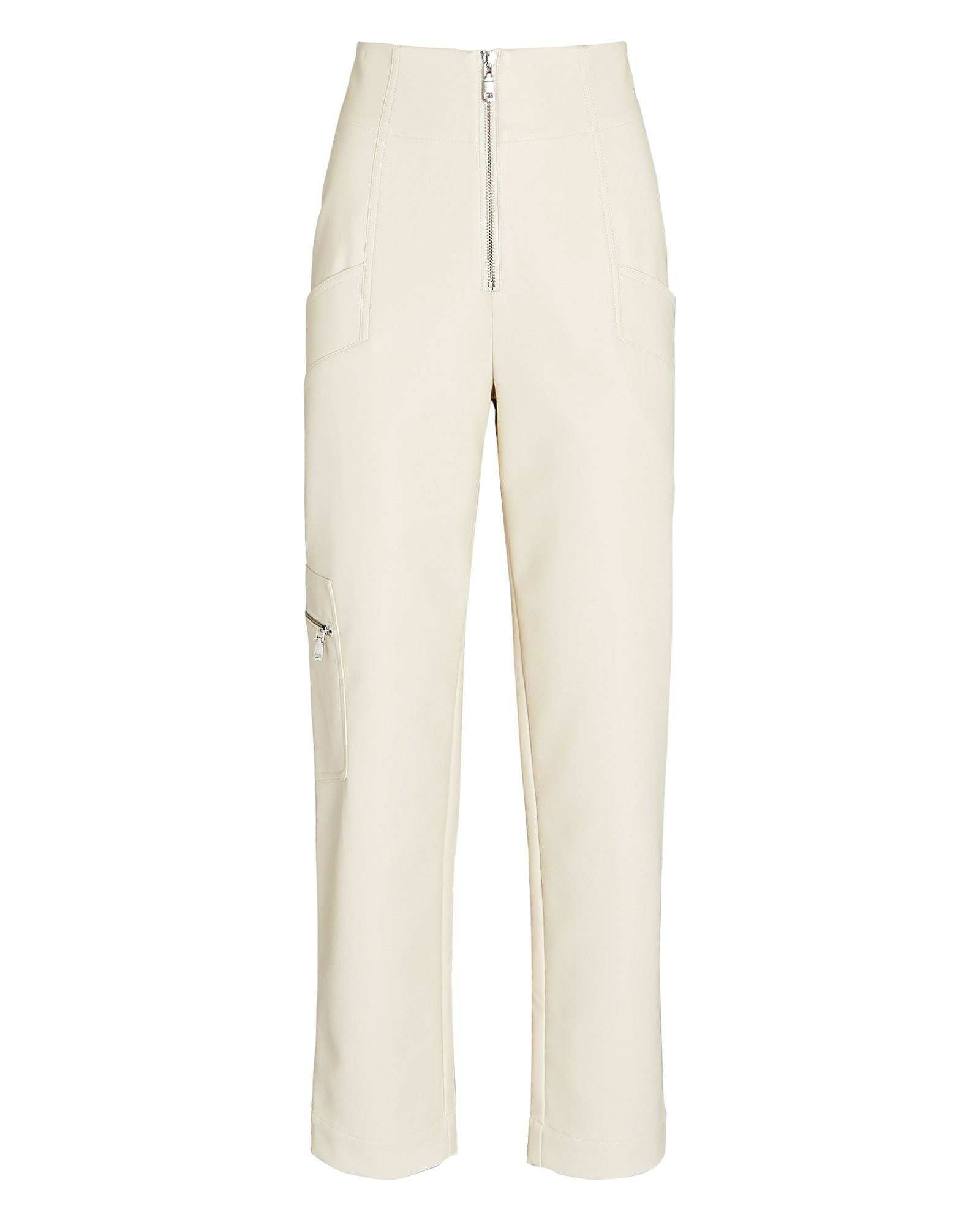 INTERMIX Jolie Faux Leather Cropped Pants, Ivory 4 | INTERMIX