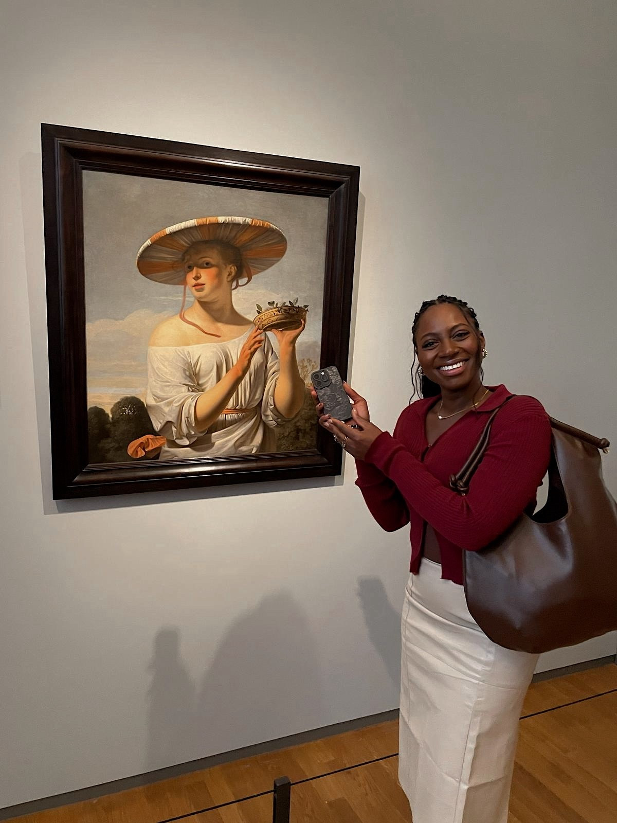 Museum outfit 
Museum date 
Ecru pencil skirt, burgundy fitted cardigan brown leather shoulder bag

#LTKFindsUnder50 #LTKMidsize #LTKTravel