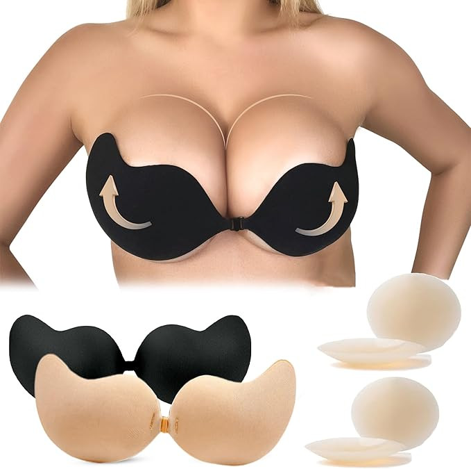 Sticky Bra Adhesive Bra Backless Reusable,Silicone Bra,Sticky Push-Up Bra & Water Proof Nipple Co... | Amazon (US)