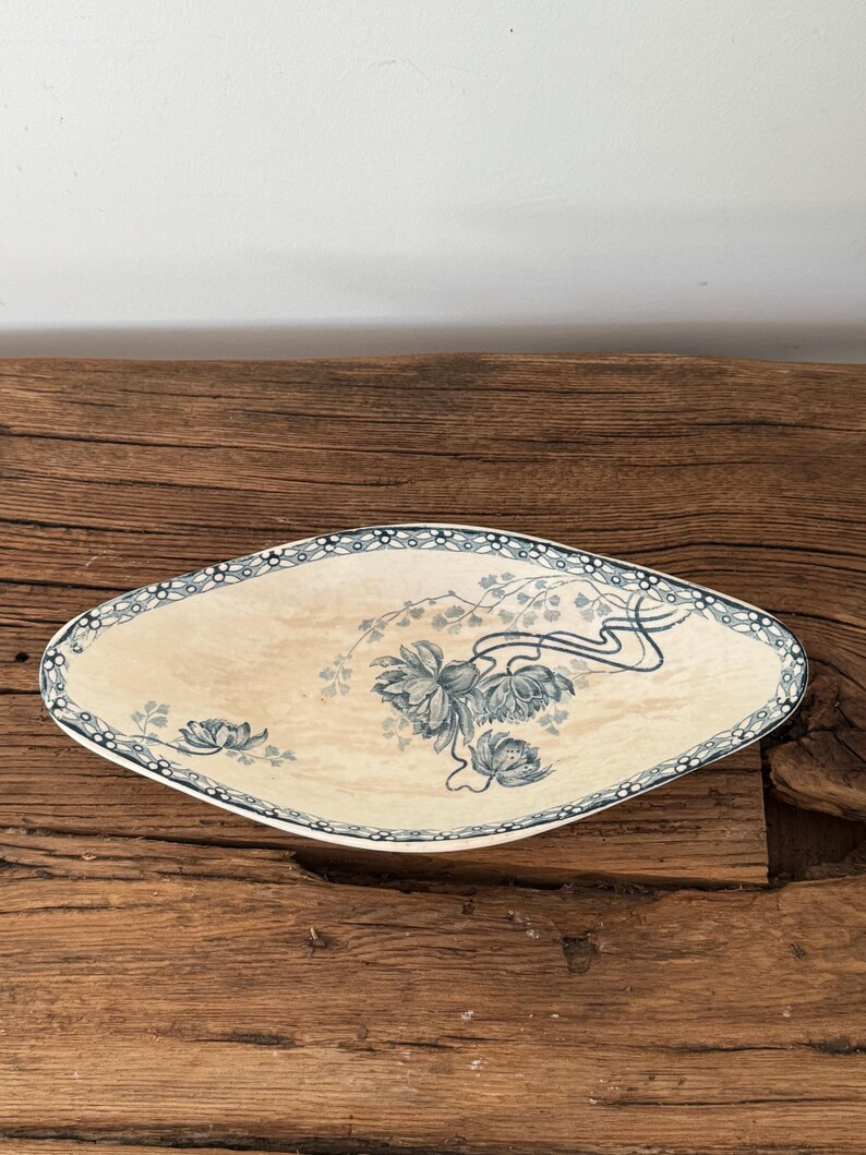 Antique Sarreguemines Royat Ravier | French Transferware Serving Dish | Blue Floral Ironstone Pla... | Etsy (Global)