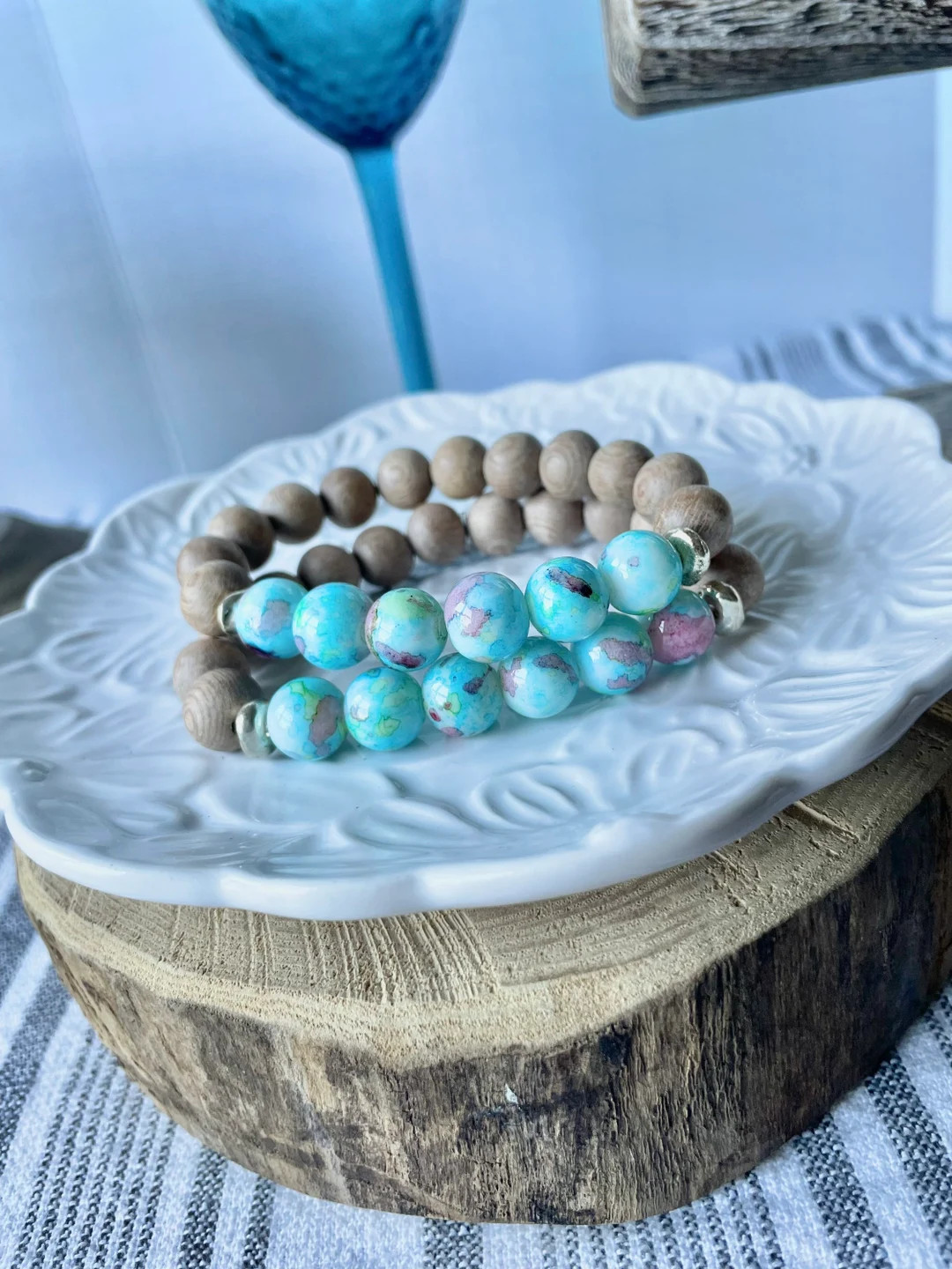 Essential Oil Diffuser Bracelet - Colorful Beaded Jewelry - Natural Wood Beads - Trendy Stackable... | Etsy (US)