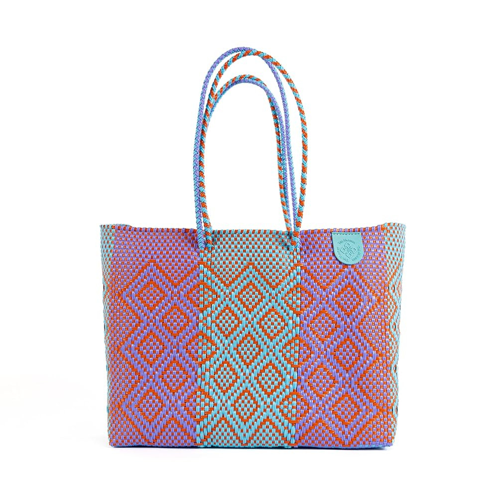Sunset Woven Super Tote, Handwoven Recycled Plastic Tote, Oaxaca Mexican Woven Bag, Beach Bag, Su... | Amazon (US)