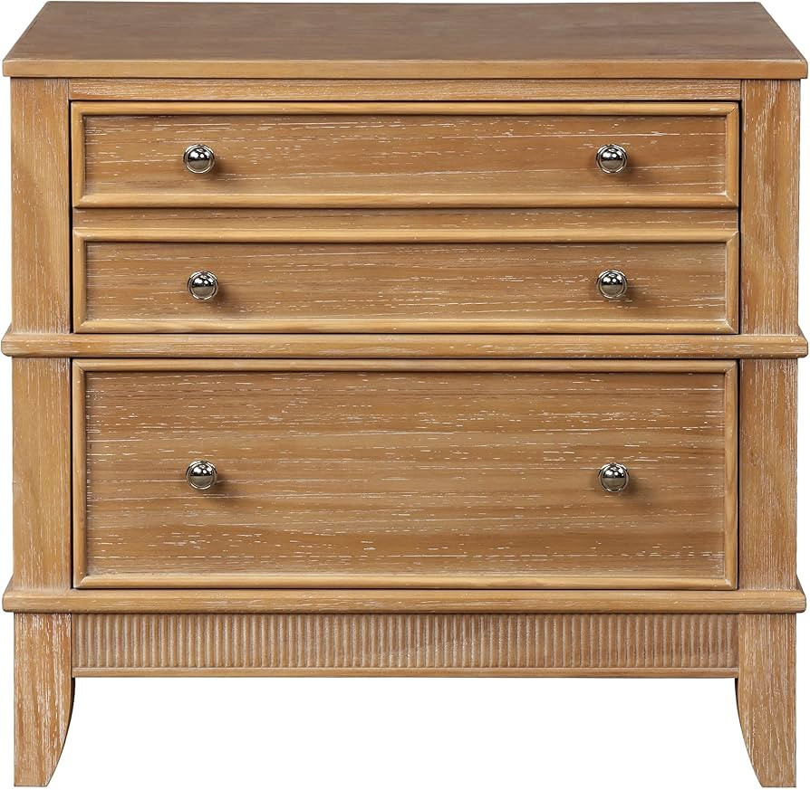 nightstand Wood 3-Drawer Side Versatile End Table for Living Room, Hallway, Entryway, Elegant Sto... | Amazon (US)