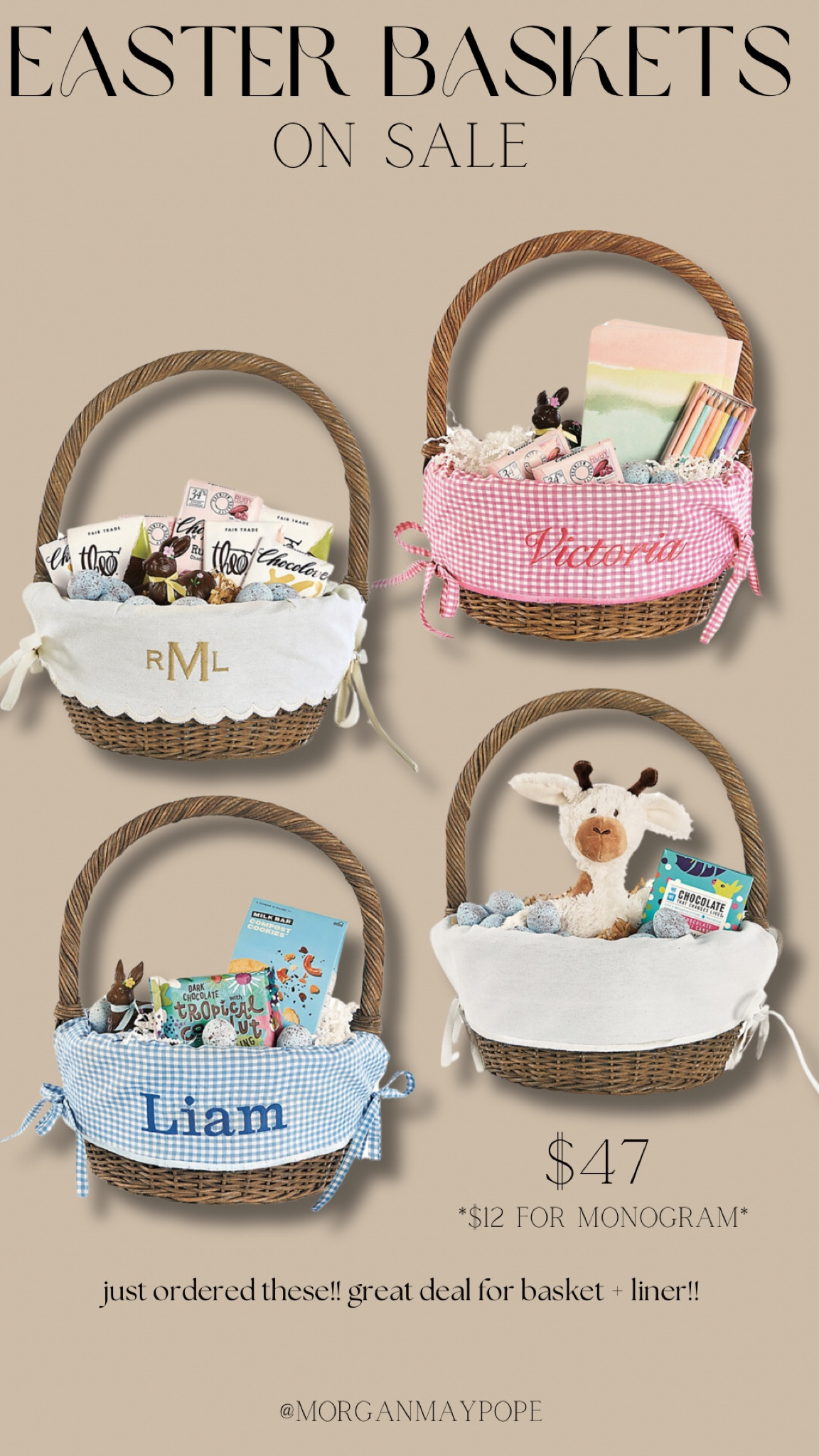 Easter baskets on sale!! Look super high quality includes basket and the liner! $12 extra for monogram!

#LTKSaleAlert #LTKSeasonal #LTKKids