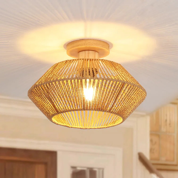 Loughlam Rattan Semi Flush Mount | Wayfair North America