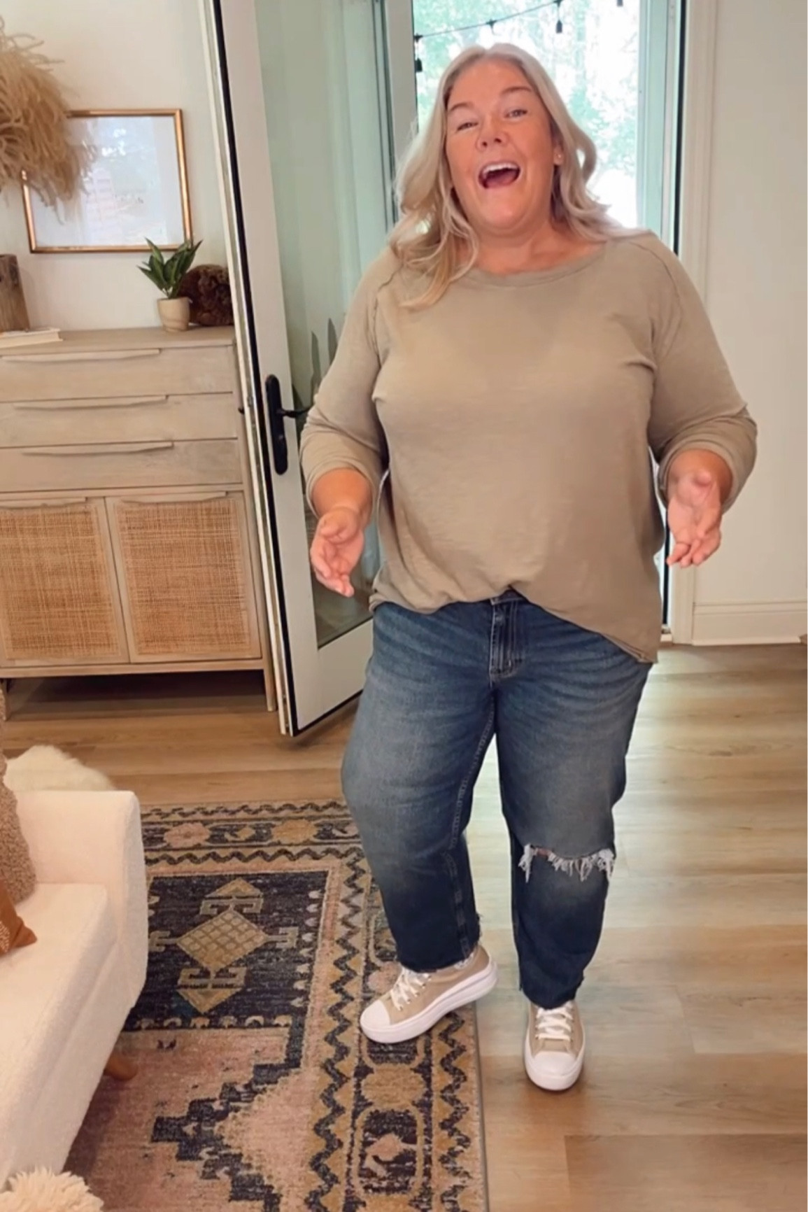 This is the other color of the fave old navy jeans I already posted about! I cut these size 16 ones for that cool raw edge hem look to show off the converse platforms! #falloutfit #fallstyleinspo #midlifewomen

#LTKover40 #LTKmidsize #LTKSale