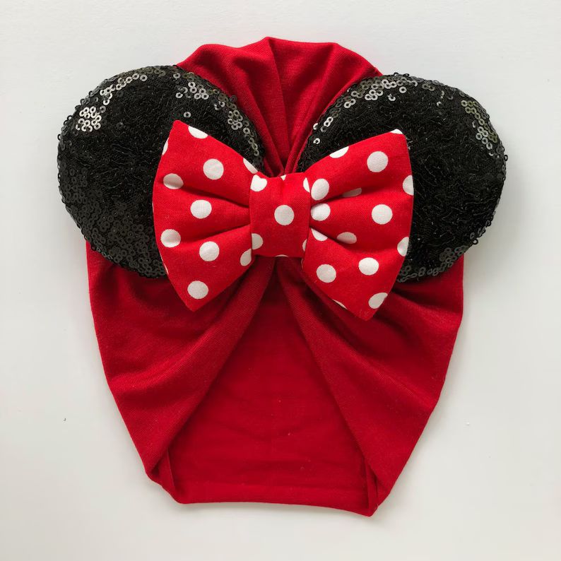 Red Polka Dots Minnie Ears Headwrap Minnie Ears Turban Minnie Mouse Headband - Etsy | Etsy (US)