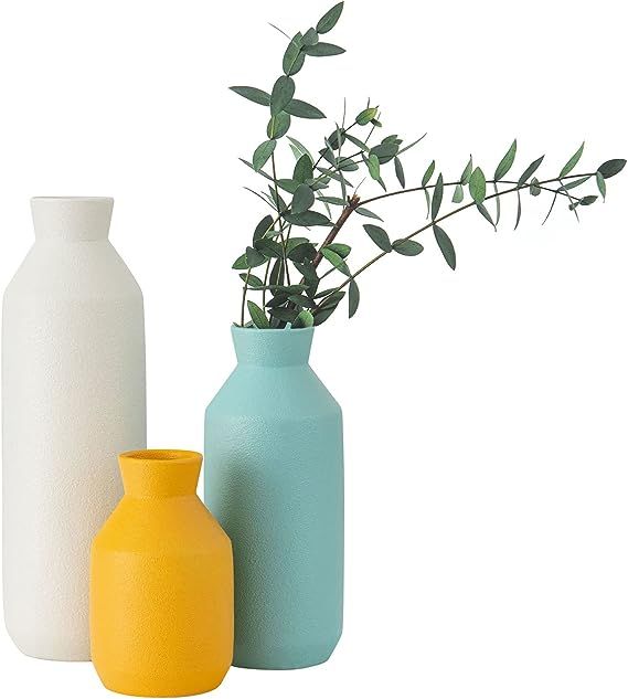 Labcosi Flower Vase for Living Room Decor, Ceramic Vase for Farmhouse Décor, Colorful Vase for S... | Amazon (US)