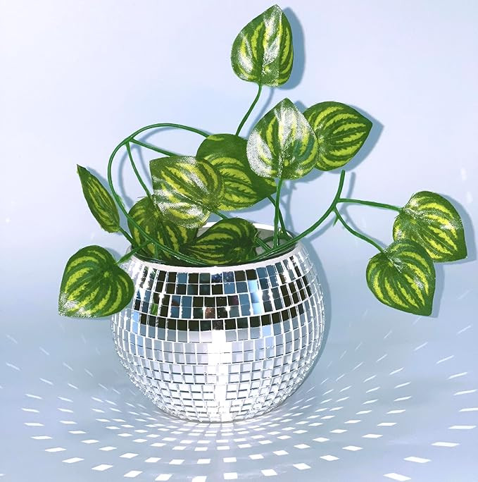 Disco Ball Planter,Disco Ball Vase,Disco Ball Flower Pot,Disco Ball Bowl,Disco Plant Holder,Silve... | Amazon (US)