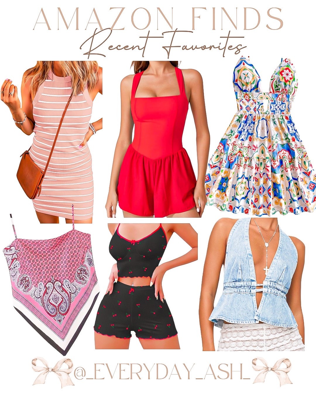 Recent Amazon orders 🩷🖤

Pink casual dress, red active romper, lemon mini dress, scarf top, cherry pajama, denim halter top, Amazon fashion 

#LTKSummerEdit #LTKStyleTip #LTKFindsUnder50
