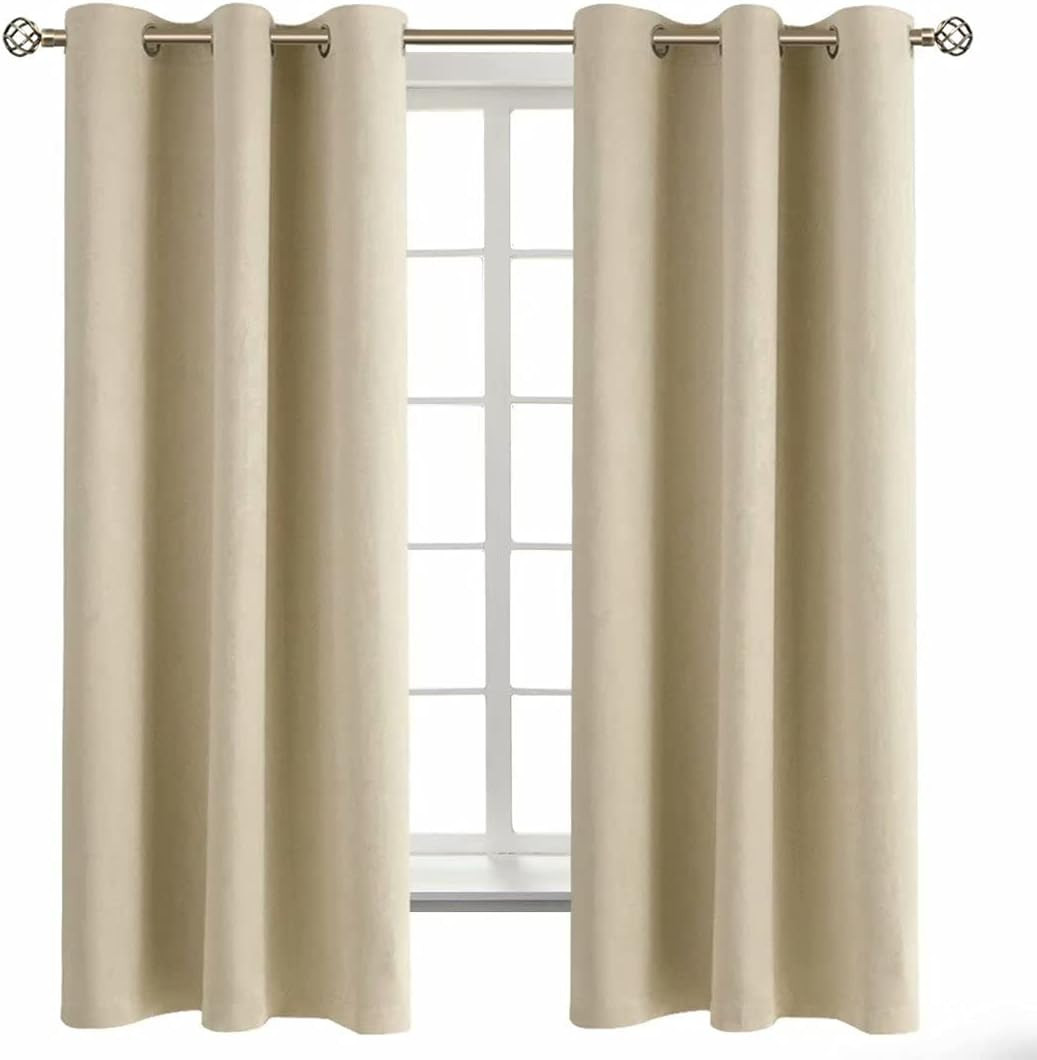 BGment Beige Room Darkening Curtains 63 Inches Long 2 Panels Set, Sunlight Blocking Thermal Insul... | Amazon (US)