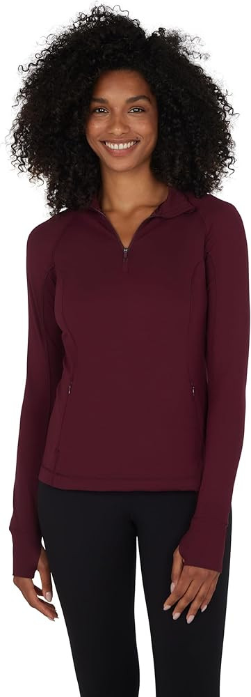 Yogalicious Half Zip Lightweight Workout Long Sleeve Athletic Jacket with Front Pockets and Thumb... | Amazon (US)