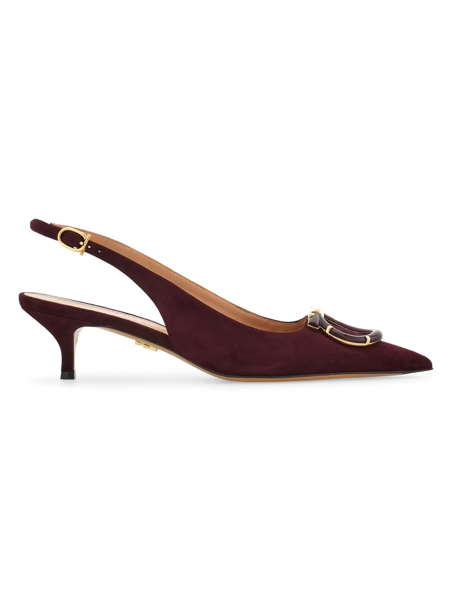 FERRAGAMO Sara 40MM Suede Slingback Pumps | Saks Fifth Avenue | Saks Fifth Avenue