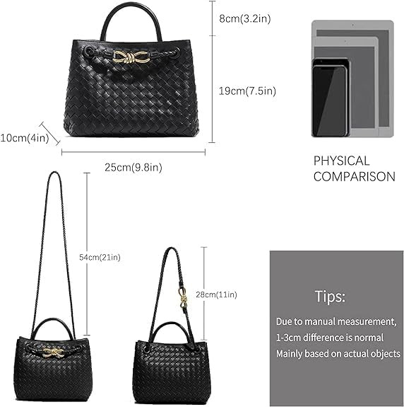 RRISETAG Women's Woven Leather Shoulder Tote Bag - Handwoven Handbag, Crossbody Bag and Wallet Se... | Amazon (US)