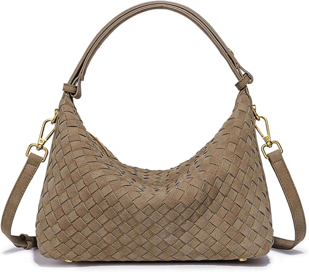 Woven Shoulder Bag for Women, Slouchy Crescent Hobo Purse & Satchel Handbag | Amazon (US)