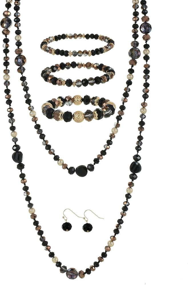 Trendy Infinity Wrap 60\u2019\u2019 Long Statement Necklace, Earrings and Bracelet Set - Hand Kno... | Amazon (US)