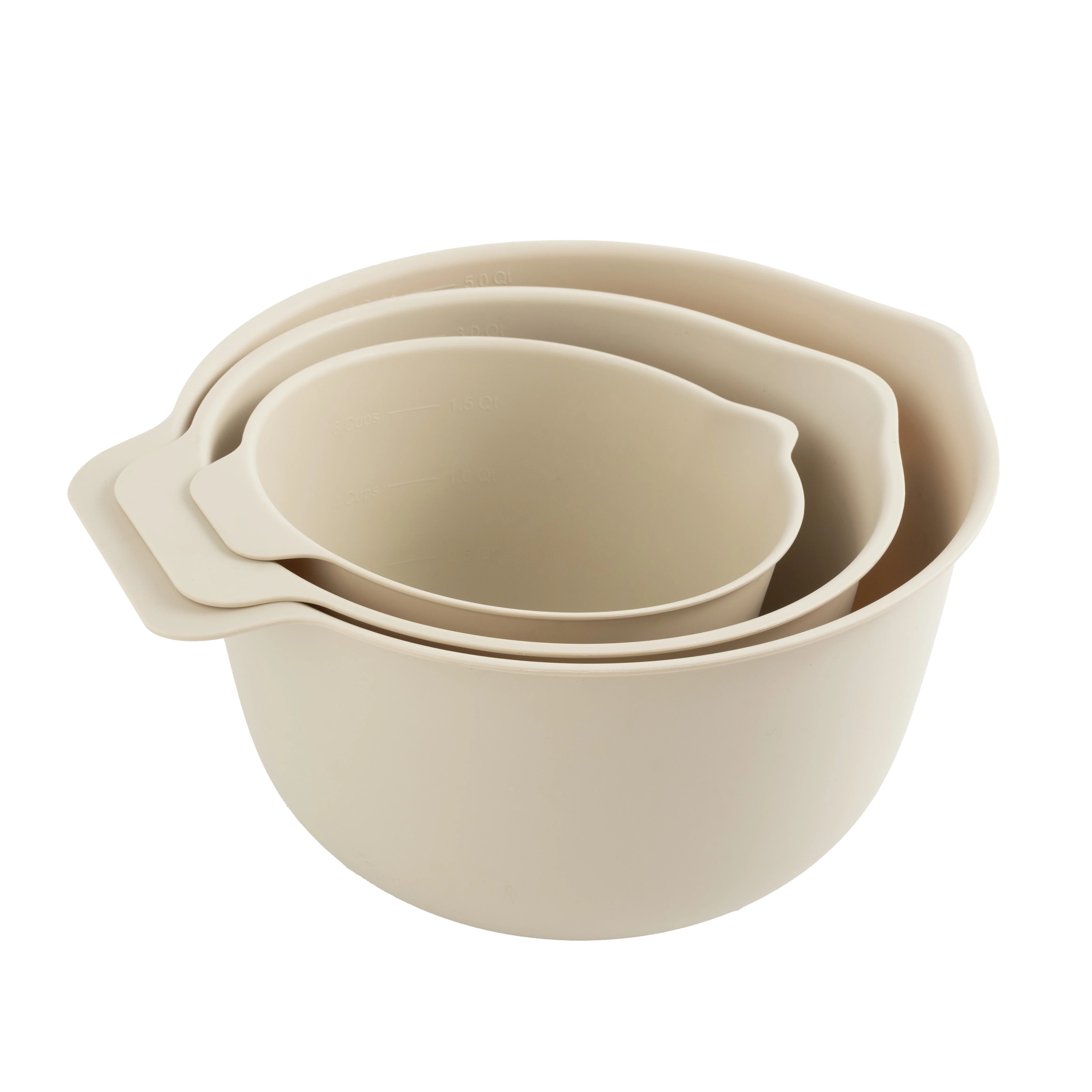 Mainstays 3 Pieces of Mixing Bowl Set, 50% RPP, Recycled Material, 11.81 in, Papyrus Beige | Walmart (US)