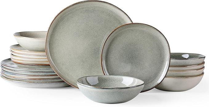 AmorArc Ceramic Dinnerware Sets,Handmade Reactive Glaze Plates and Bowls Set,Highly Chip and Crac... | Amazon (US)