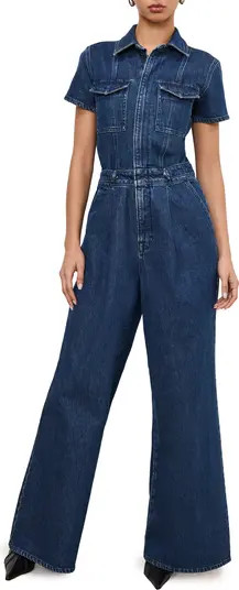 Fit for Success Pleated Wide Leg Denim Jumpsuit | Nordstrom