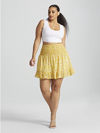 Noemi Printed Ruffle Mini Skirt - Gabrielle Union x FTF - Fashion To Figure | Fashion To Figure