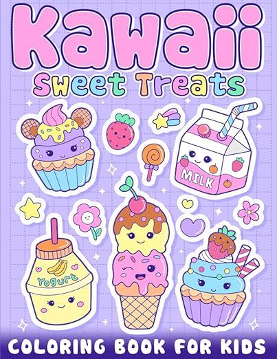Kawaii Sweet Treats Coloring Book For Kids: Cute Sweets Coloring Book for kids, featured Cute Des... | Amazon (US)