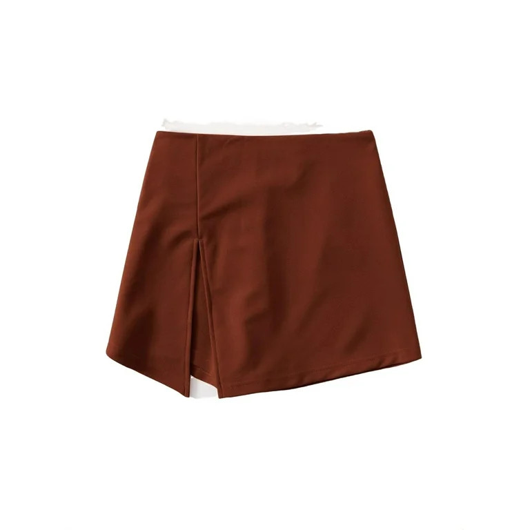 Casual Skort Rust Brown Plus Size Shorts (Women's) | Walmart (US)