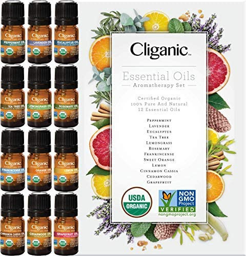 Cliganic USDA Organic Aromatherapy TOP 12 Essential Oils Set, 100% Pure - Peppermint, Lavender, E... | Amazon (US)