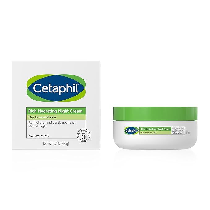 CETAPHIL Rich Hydrating Night Cream For Face, With Hyaluronic Acid, 1.7 oz, Moisturizing Cream Fo... | Amazon (US)