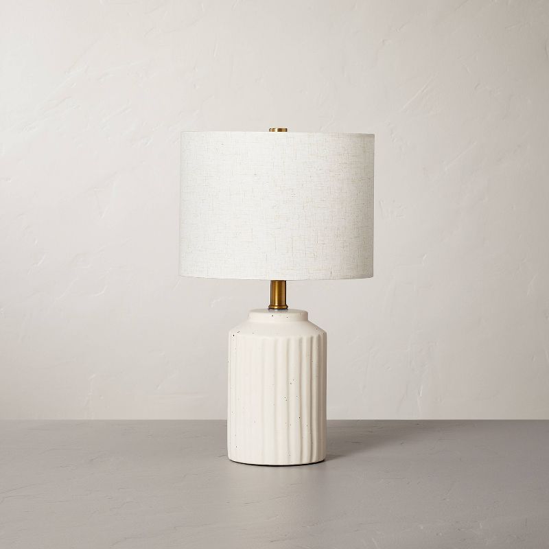 Fluted Ceramic Table Lamp Cream (Includes LED Light Bulb) - Hearth &#38; Hand&#8482; with Magnoli... | Target