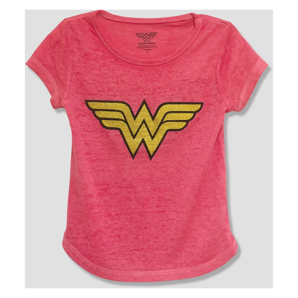petiteToddler Girls' DC Comics Wonder Woman Short Sleeve T-Shirt - Pink 3T, Girl's | Target