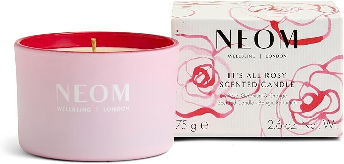 NEOM It's All Rosy Scented Candle 75g (Travel) I Rose, Geranium and Orange I 100% Naturally Deriv... | Amazon (UK)
