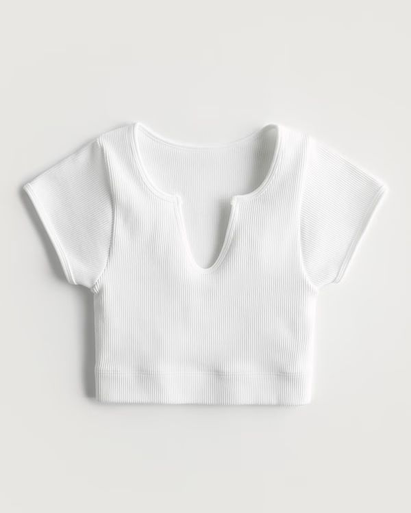Damen Geripptes, nahtloses Gilly Hicks Crop Top mit eingekerbtem Ausschnitt | Damen Activewear | ... | Hollister (EU)
