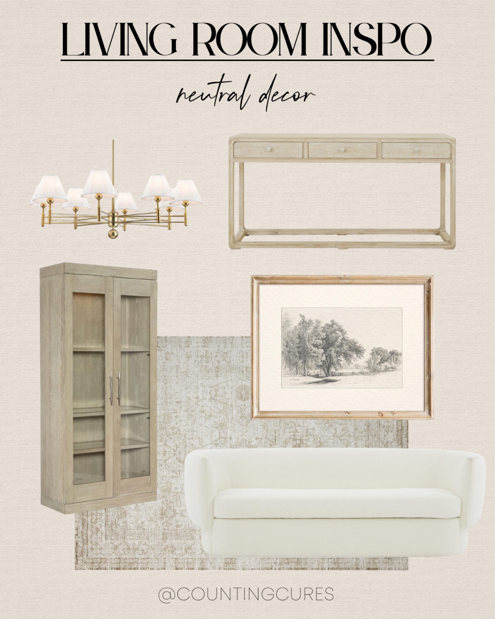 Upgrade your living room with a neutral rug, white sofa, elegant chandelier, and wall decor to add warmth to your space!
#amazonfinds #interiordesign #homefurniture #affordablefinds

#LTKStyleTip #LTKHome #LTKSeasonal