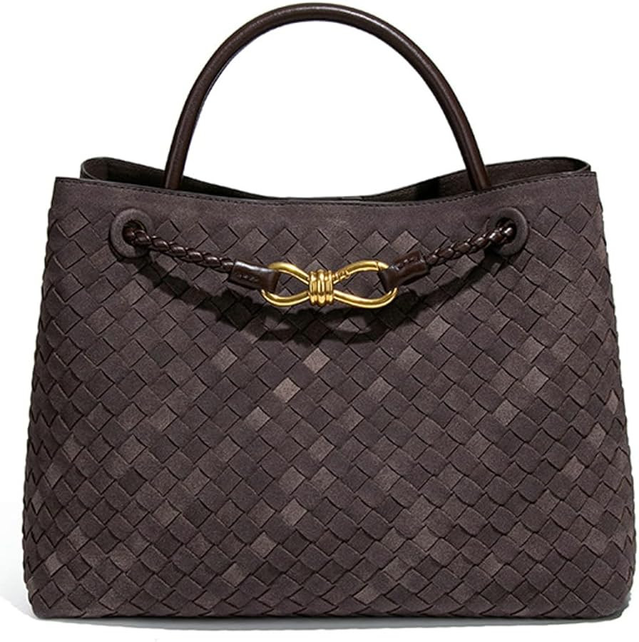 Suede Woven Tote Bag for Women PU Leather Hobo Bags Casual Crossbody Purse Shoulder Satchel Bag T... | Amazon (US)
