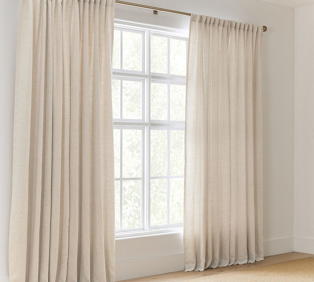 Custom Belgian Flax Linen Blackout Curtain - Flax | Pottery Barn (US)