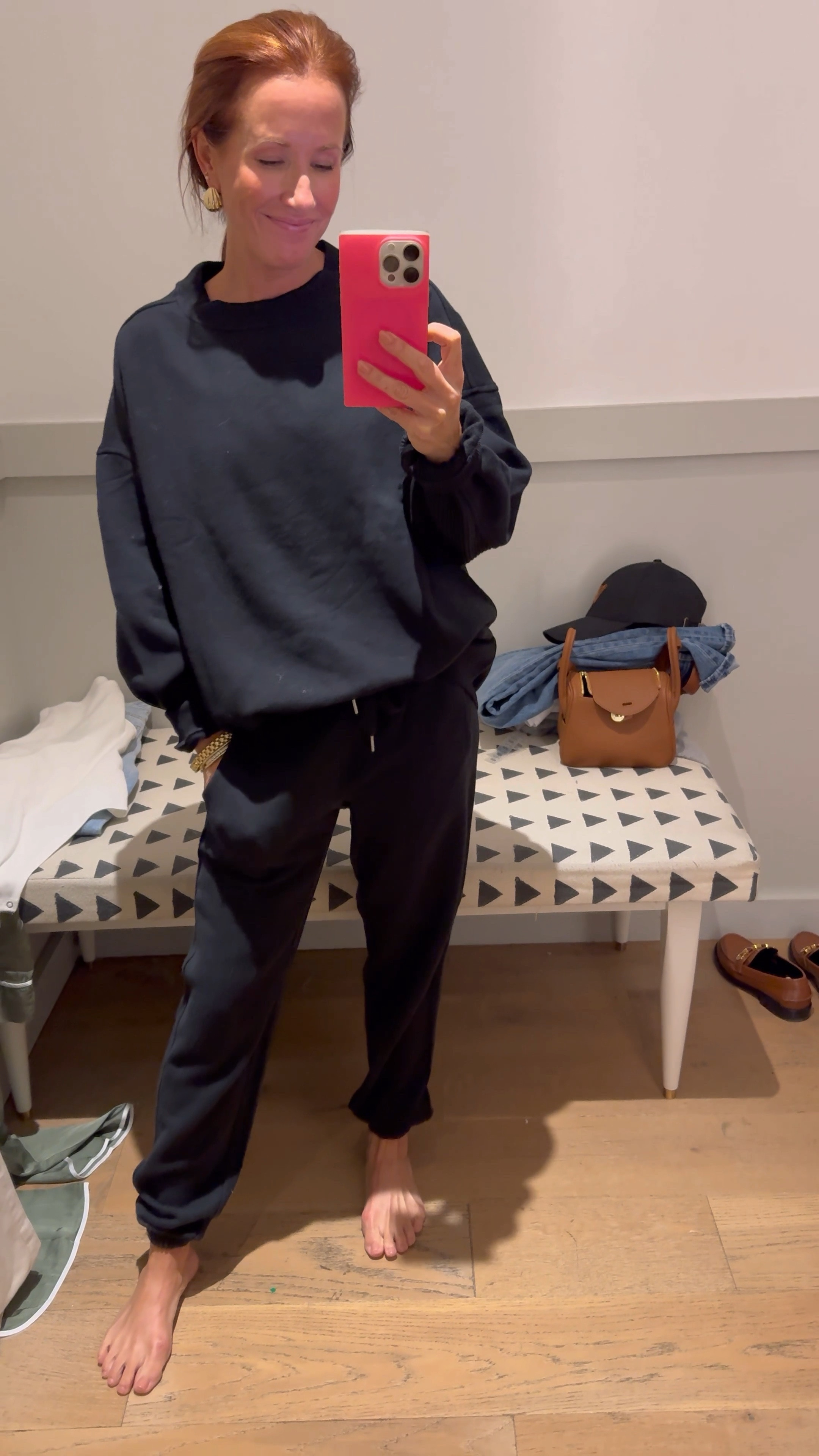 This sweatsuit is sold as separates but they absolutely work together for a cozy day at home or separately - I would wear these joggers with a t shirt and jean jacket for running around or for travel and the sweatshirt would be cute front tucked into jeans with sneakers. 

#LTKVideo #LTKFallSale #LTKOver40