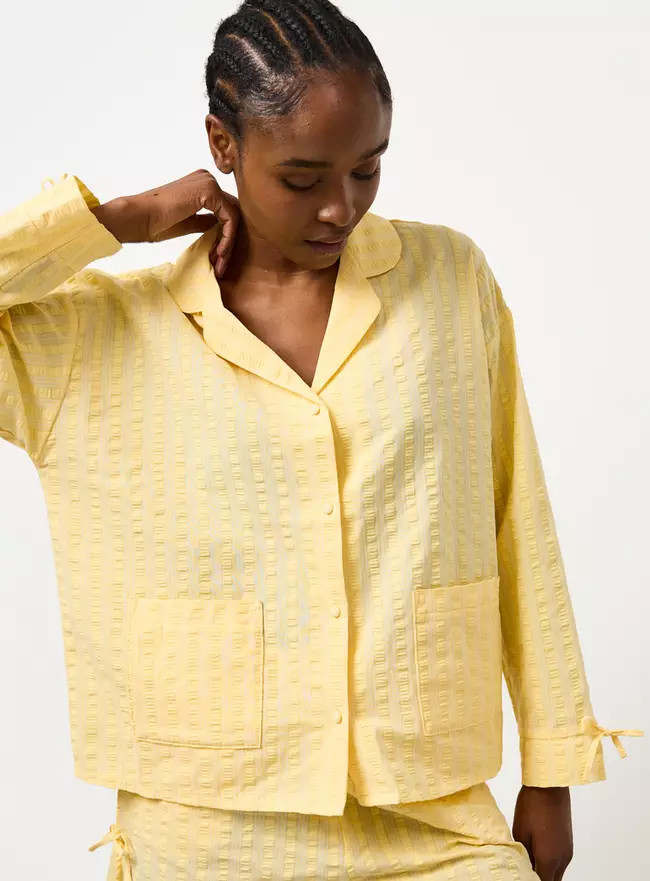 Buy Yellow Seersucker Traditional Pyjama Top 16 | Pyjamas | Tu | Tu Clothing