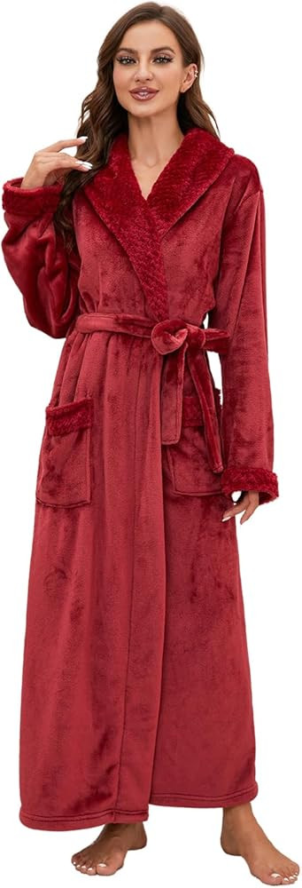 HEARTNICE Womens Long Fleece Robe Soft Plush Robes for Women Warm Bathrobes Comfy House Coat Full... | Amazon (US)