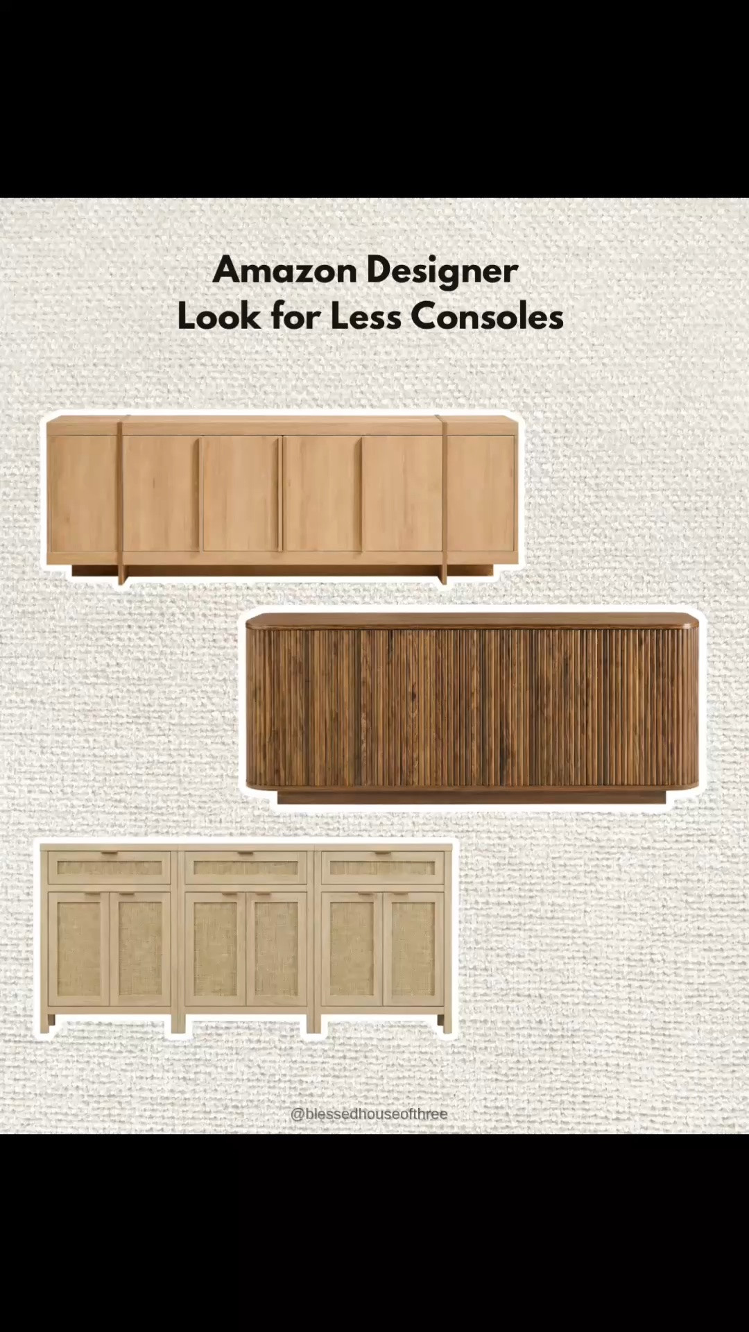 Amazon home finds that give you the designer look for less. These console cabinets, sideboards, buffet cabinet, toy storage, living room storage, playroom storage, and neutral artwork have the elevated details and warm finishes I’m always drawn to—without the high-end designer price point. I found options in natural wood, black, fluted and woven finishes, plus neutral landscape artwork that would work beautifully in a living room, entryway or dining room. Sharing all of my favorite Amazon designer-inspired home finds here! Save and follow for more inspiration.

#AmazonHome #AmazonHomeFinds #DesignerLookForLess #AffordableHomeDecor #HomeDecorFinds #ConsoleTable #MediaConsole #NeutralHomeDecor #LivingRoomDecor #EntrywayDecor

#LTKHome #LTKSaleAlert #LTKmomlife