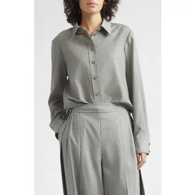 Zimmermann Valiant Wool Button-Up Shirt in Grey Melange at Nordstrom, Size 1 | Nordstrom