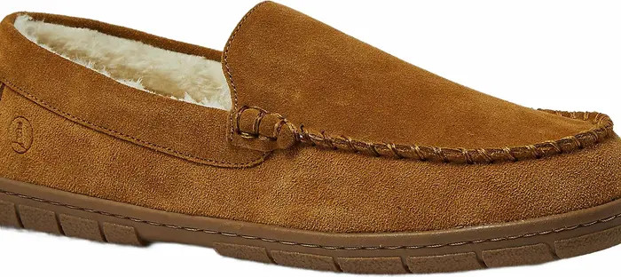 Wide Width Fuzzy Lined Suede Moccasin Slippers | Nordstrom