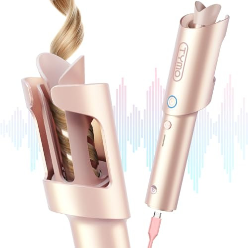 TYMO Cordless Automatic Curling Iron - TYMO CurlGo 1 Inch Beach Waves Rotating Curling Wand, Portable Hair Curlers for Travel, Dual Voltage & Rechargeable Curler for Women, Tangle-Free, Gold Blush | Amazon (US)