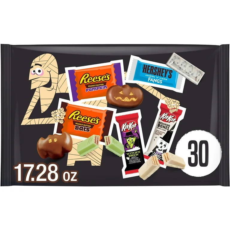 Hershey's, Kit Kat And Reese's Assorted Flavored Snack Size Halloween Candy, Bag 17.28, 30 Pieces | Walmart (US)