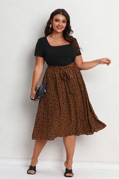 Plus Size At Twilight Belted Speckle Print Dress | Cupshe US