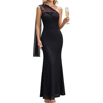 Womens One Shoulder Fall Wedding Guest Formal Floral Bodycon Maxi Dress | Elegant Cocktail Evenin... | Amazon (US)