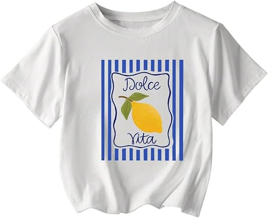 SweatyRocks Women's Lemon Graphic Short Sleeve T Shirts Graphic Summer Tees | Amazon (US)