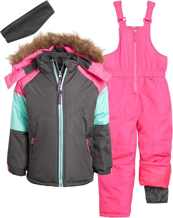 Pink Platinum Girls' Snowsuit - Water Resistant Winter Jacket and Ski Bib Overalls (2T-16) | Amazon (US)