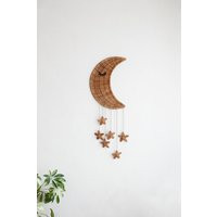 Wicker Wall Moon, Hanging Wicker Moon in The Nursery, Decor With Stars, Boho | Etsy (US)