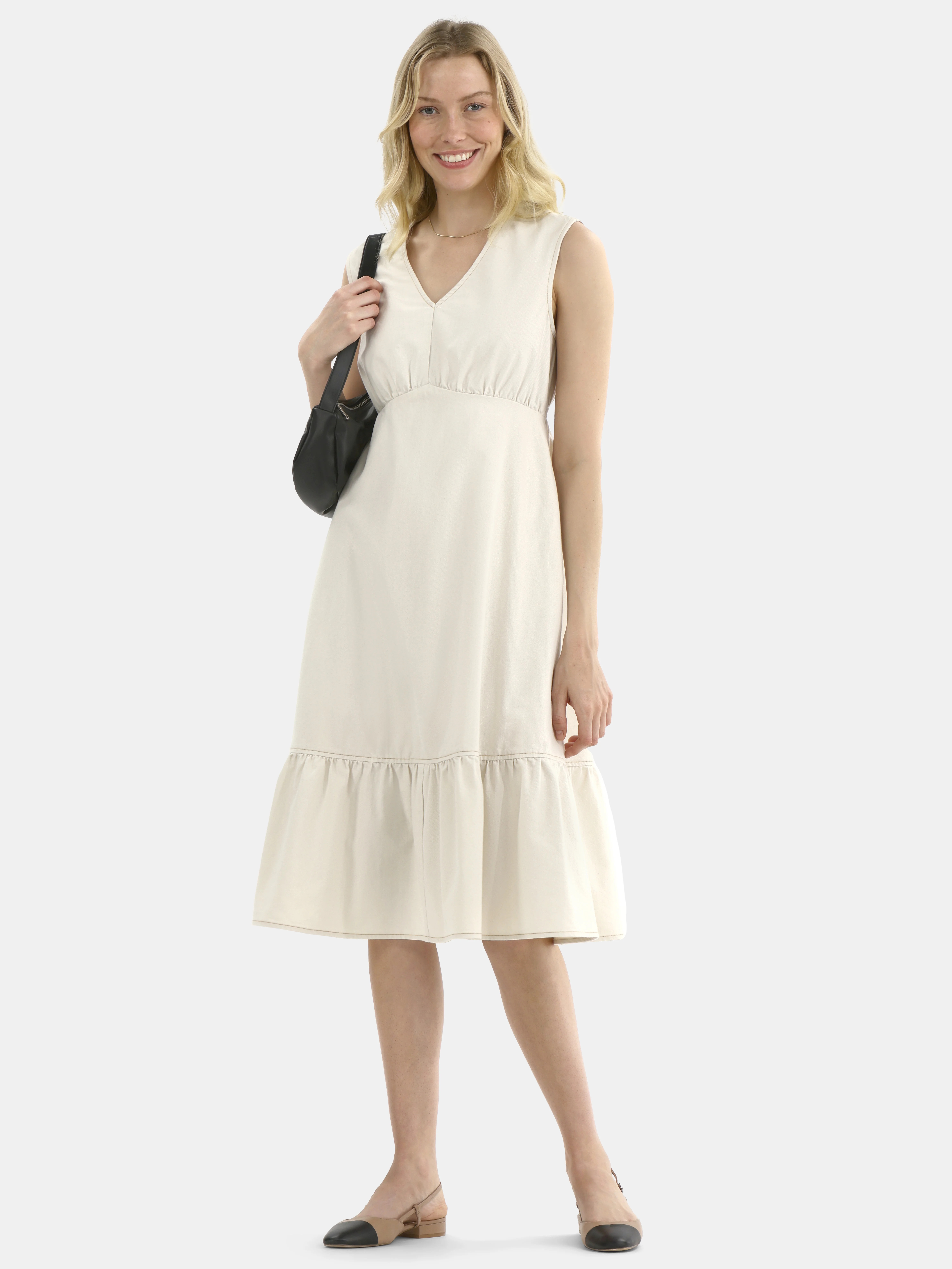 Time and Tru Women's Sleeveless Denim Dress with Ruffle Hem, XS-XXXL | Walmart (US)